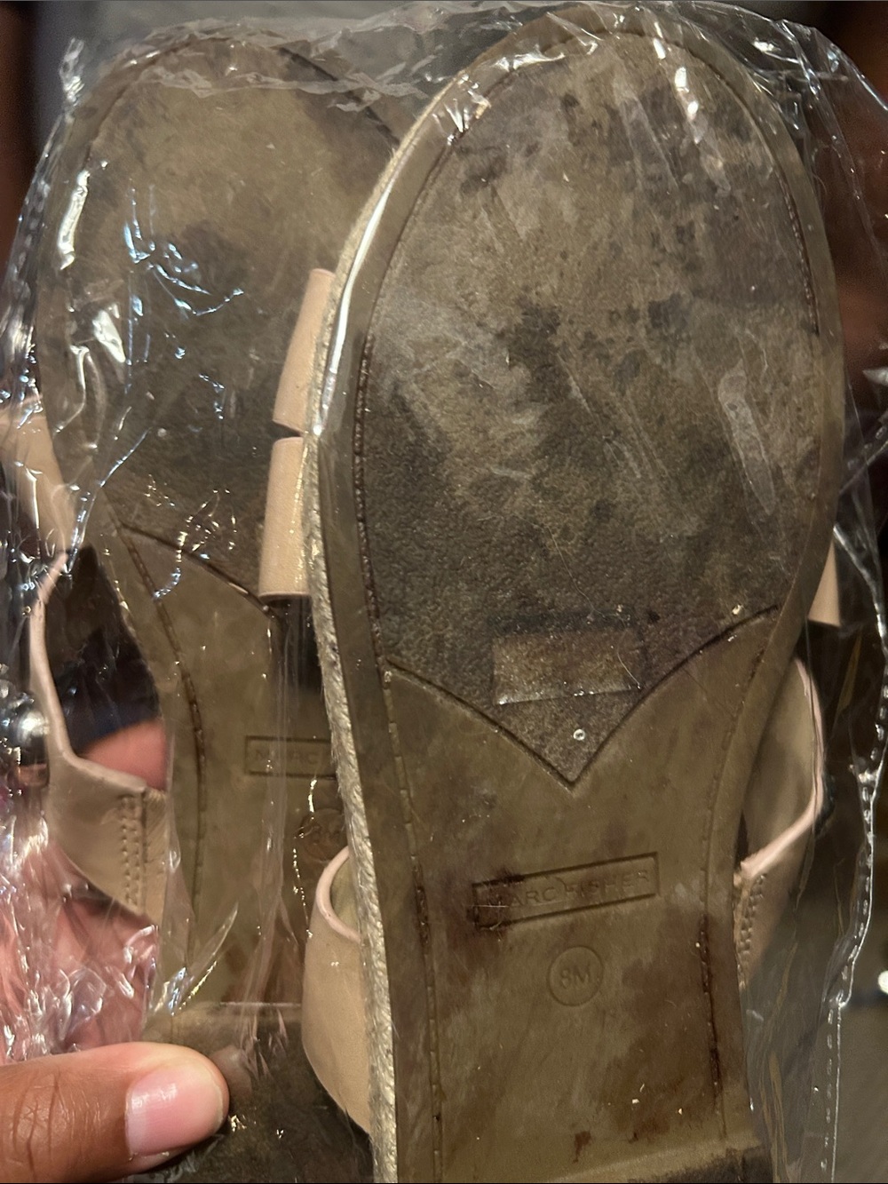 Marc Fisher Beige Sandals with Silver Studs - Picture 7 of 7